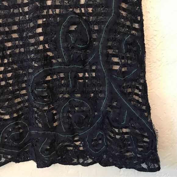 Anthropologie Meadow Rue Lace Overlay Striped Top (M) - Picture 4 of 10